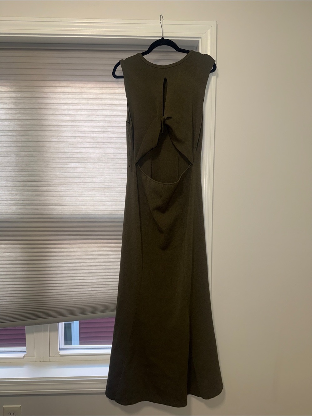Express Olive Green Backless Tie-Detail Maxi Dress